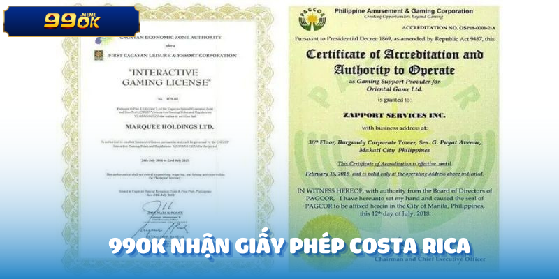 99OK Nhận Giấy Phép Costa Rica – Sân Chơi Cá Cược An Toàn 9 99OK Nhận Giấy Phép Costa Rica